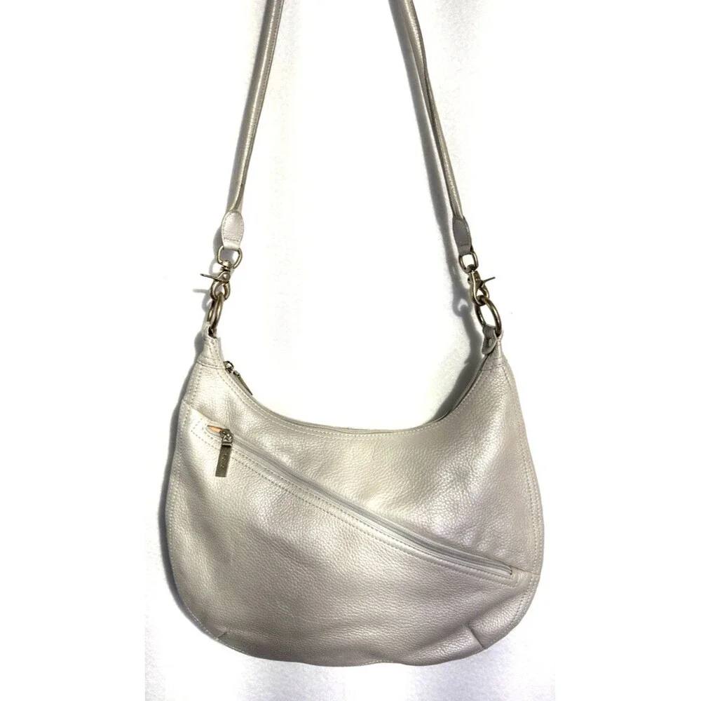 HOBO INTERNATIONAL FROST METALLIC LEATHER CONVERTIBLE CROSSBODY BAG ZIP TOP $298